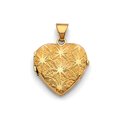 14K Yellow Gold Heart Shaped Locket Pendant