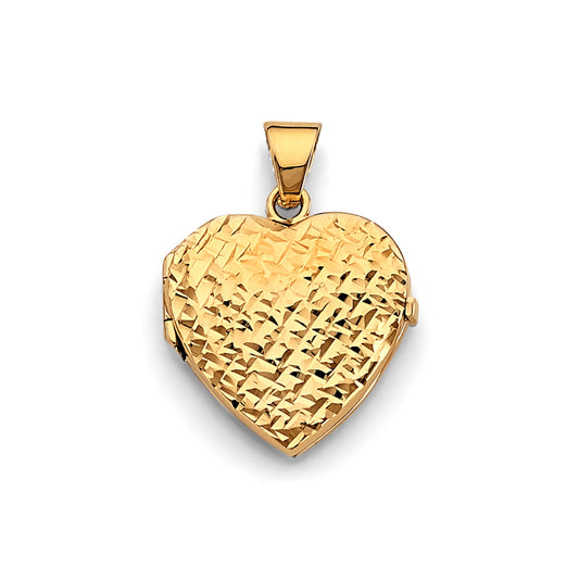 14K Yellow Gold Heart Shaped Locket Pendant