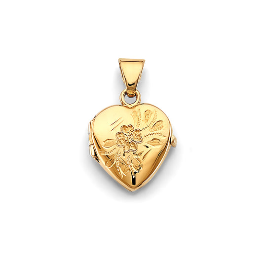 14K Yellow Gold Heart Shaped Locket Pendant
