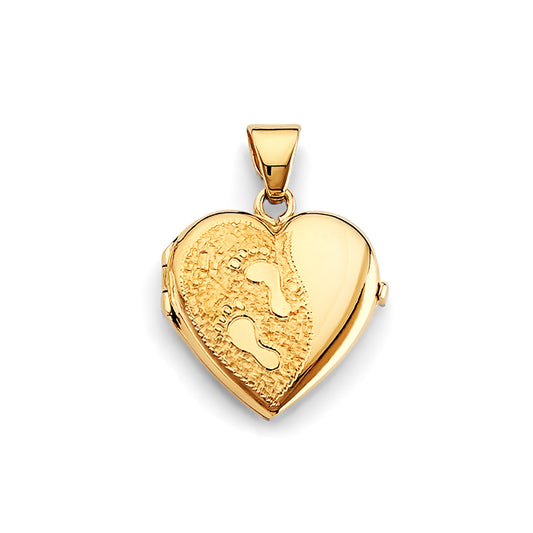 14K Yellow Gold Heart Shaped Locket Pendant