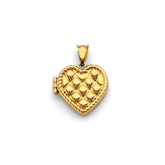 14K Yellow Gold Heart Shaped Locket Pendant