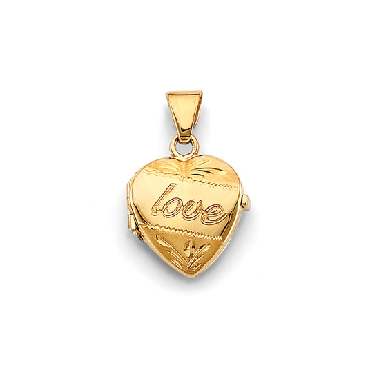 14K Yellow Gold Heart Shaped Locket Pendant