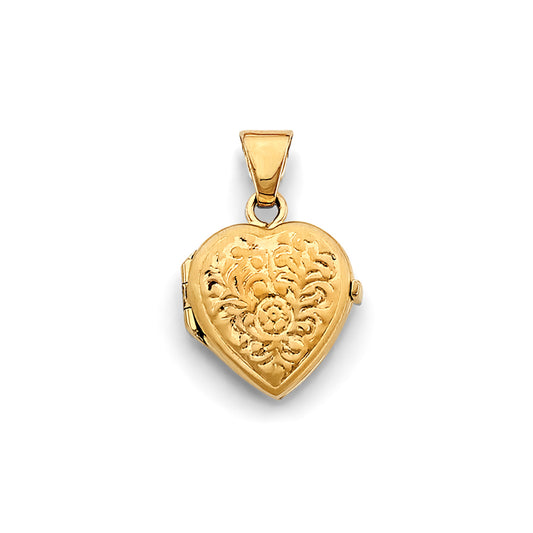 14K Yellow Gold Heart Shaped Locket Pendant