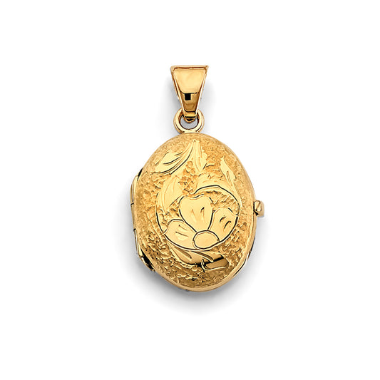 14K Yellow Gold Oval Shaped Locket Pendant