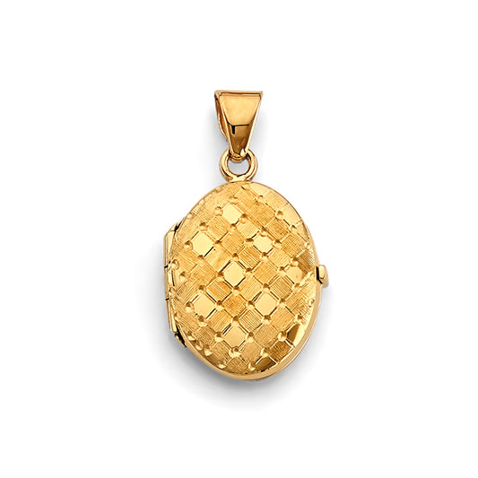 14K Yellow Gold Oval Shaped Locket Pendant