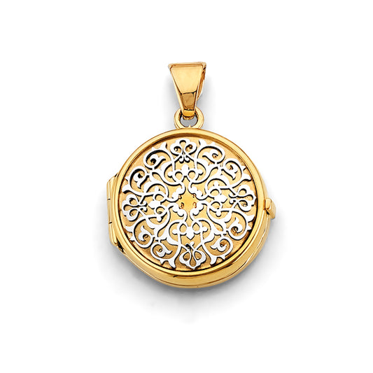 14K Yellow Gold Round Shaped Locket Pendant