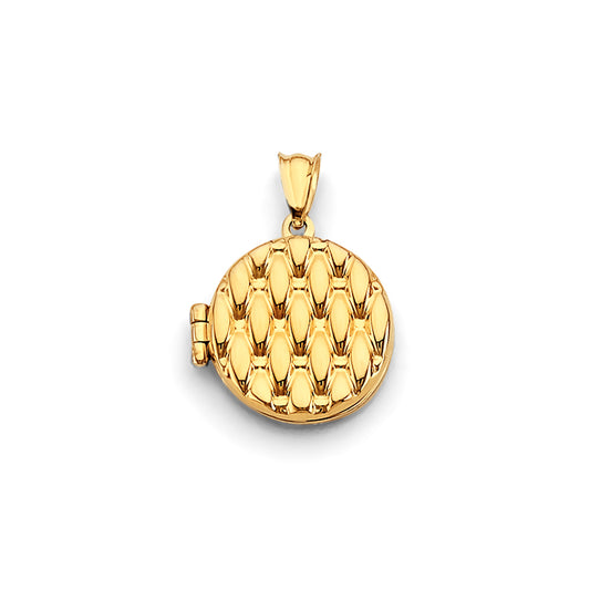 14K Yellow Gold Round Shaped Locket Pendant
