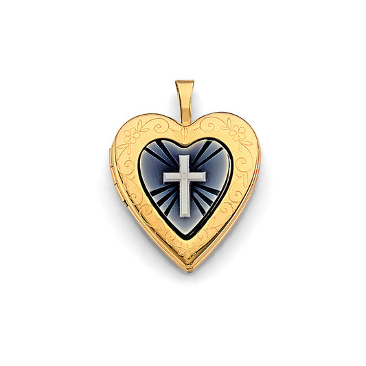 14K Yellow Gold Heart Shaped Locket Pendant