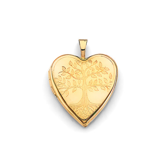 14K Yellow Gold Heart Shaped Locket Pendant