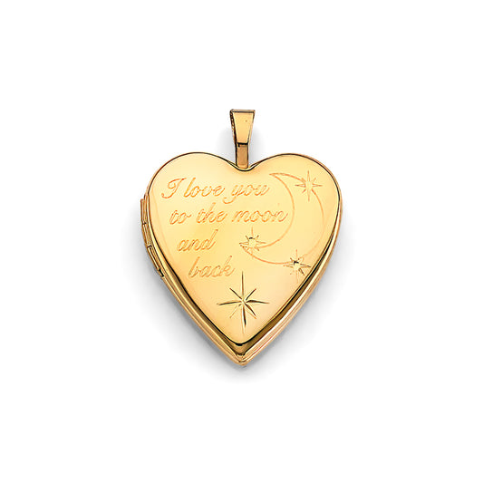 14K Yellow Gold Heart Shaped Locket Pendant