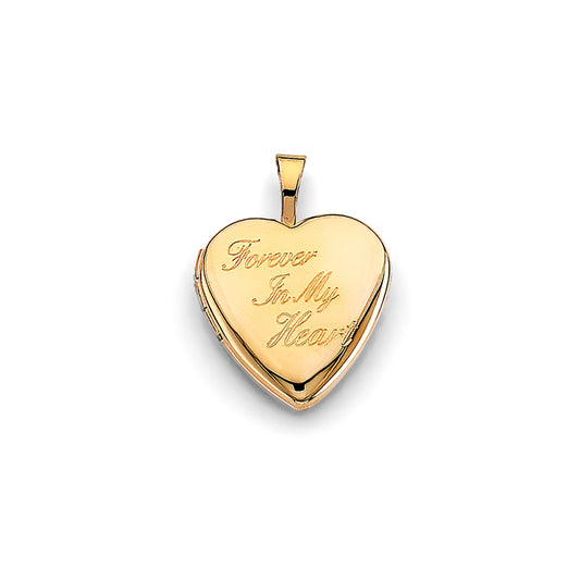 14K Yellow Gold Heart Shaped Locket Pendant