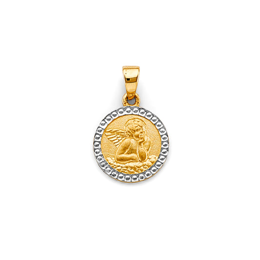 14K Two-Tone Gold Angel Medallion Pendant
