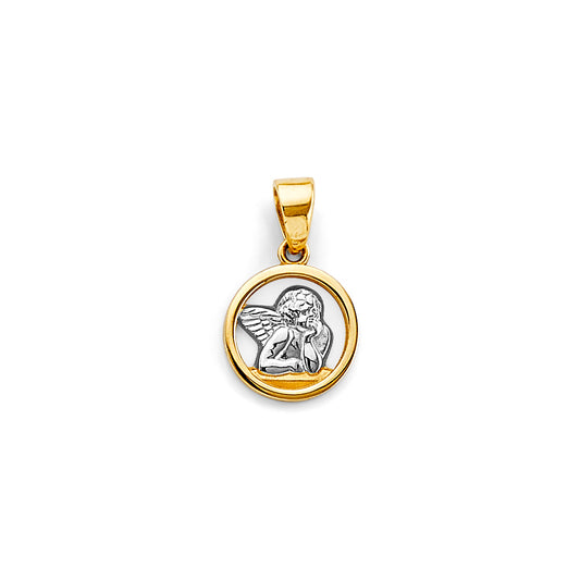 14K Two-Tone Gold Angel Medallion Pendant