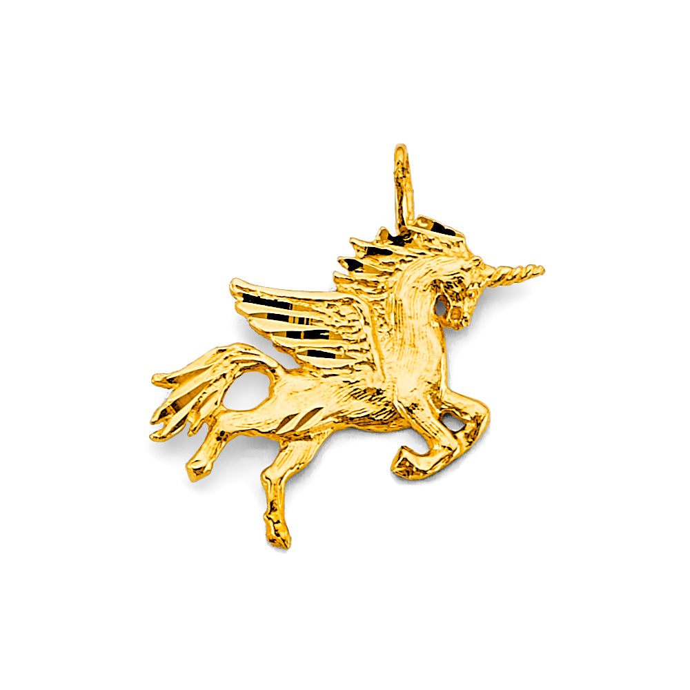 14K Yellow Gold Pegasus Unicorn Pendant