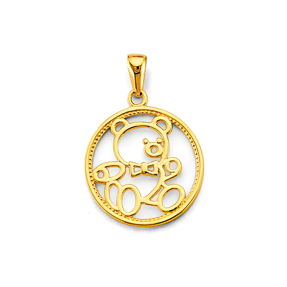 14K Yellow Gold Teddy Bear Pendant