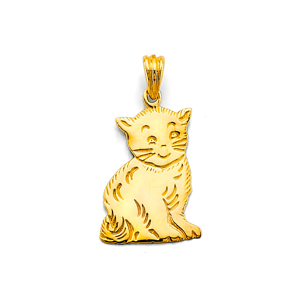 14K Yellow Gold Cat Pendant