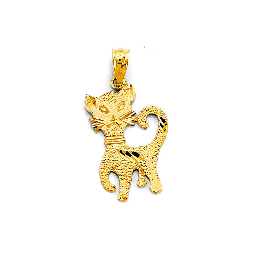 14K Yellow Gold Cat Pendant