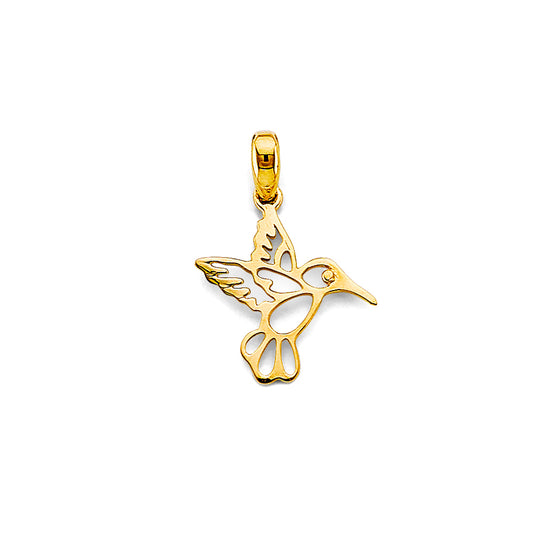 14K Yellow Gold Hummingbird Pendant