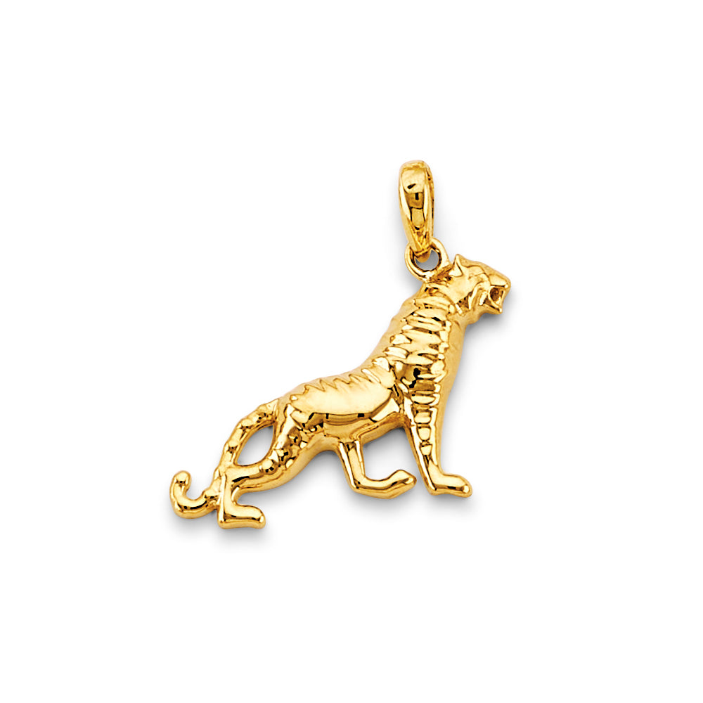 14K Yellow Gold Tiger Pendant 0.8 Tall
