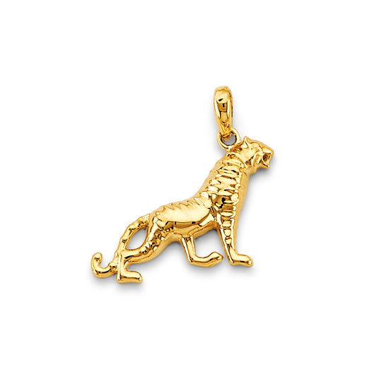 14K Yellow Gold Tiger Pendant 0.8 Tall