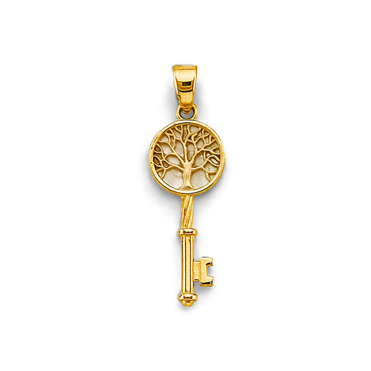 14K Yellow Gold Tree of Life Key Pendant
