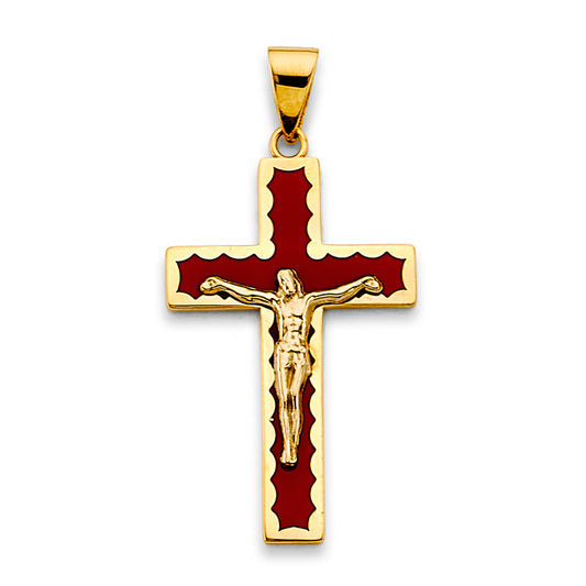 14K Yellow Gold with Red Enamel (Single-Tone Gold with Enamel Accents) aprox 1 1/2" tall