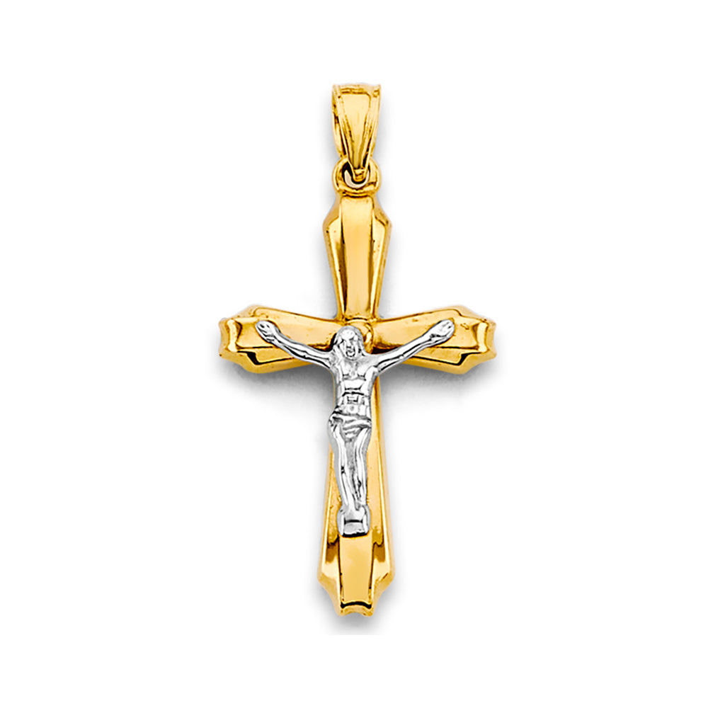 14K Two-Tone Gold Crucifix Pendant aprox 1 1/4" tall