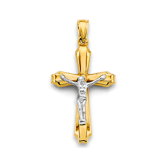 14K Two-Tone Gold Crucifix Pendant aprox 1 1/4" tall