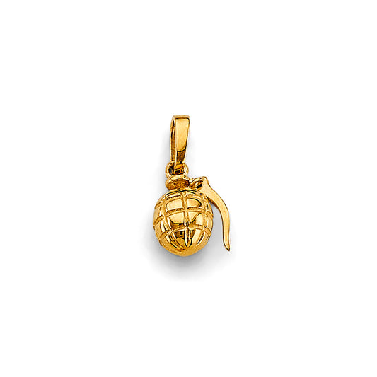 14K Yellow Gold Grenade Pendant 0.6" Tall