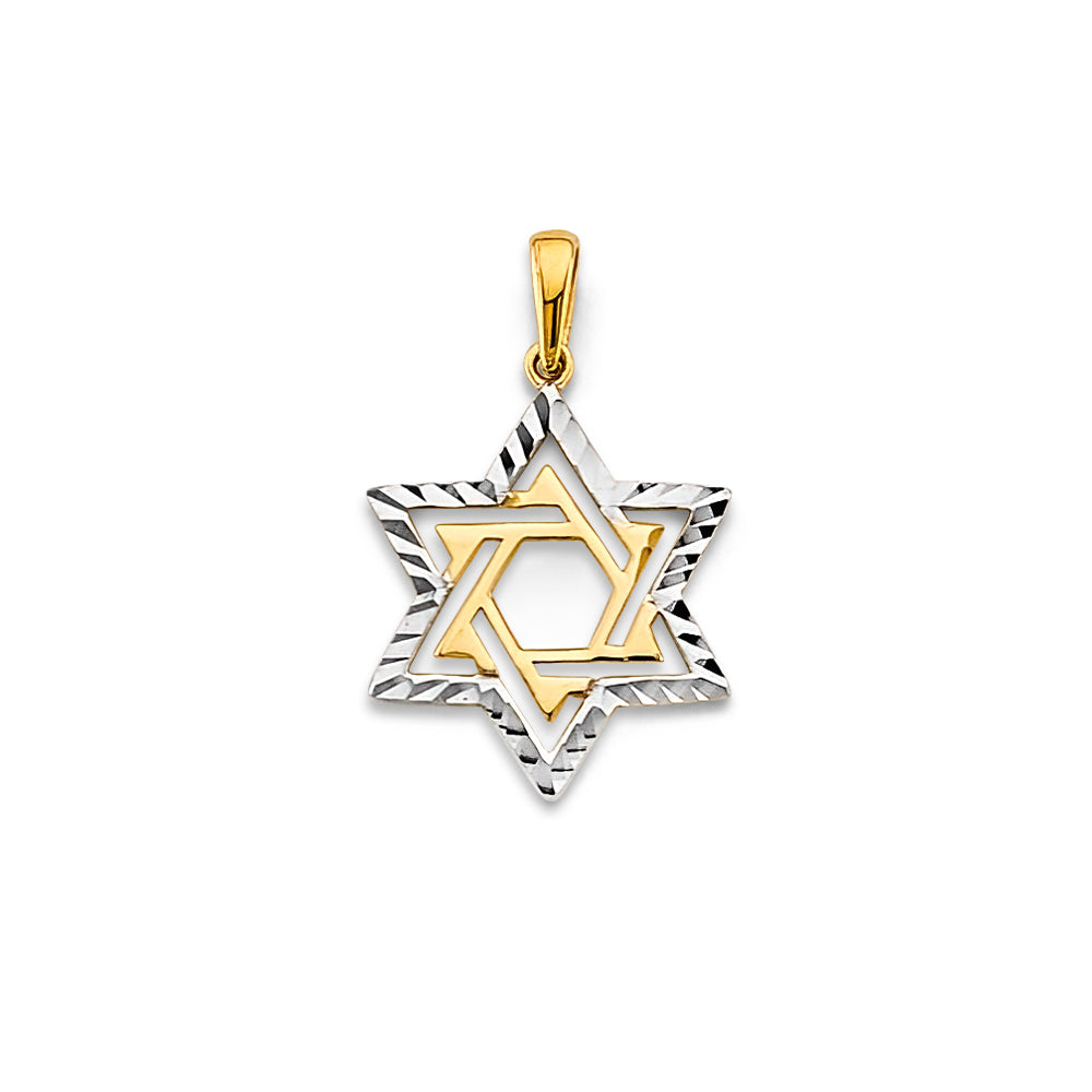 14K Two-Tone Gold Star of David Pendant