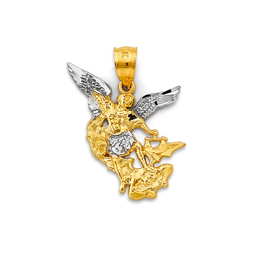 14K Two-Tone Gold Saint Michael Pendant