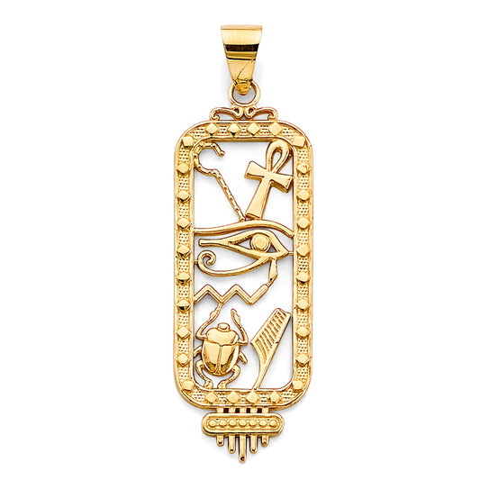 14K Yellow Gold Egyptian Cartouche Symbol Design Pendant
