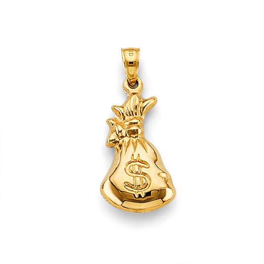 14K Yellow Gold Money Bag Design Charm