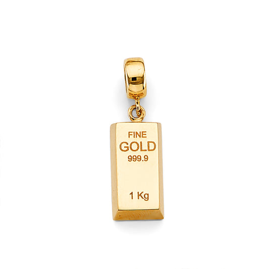 14K Yellow Gold Gold Bar Design Charm
