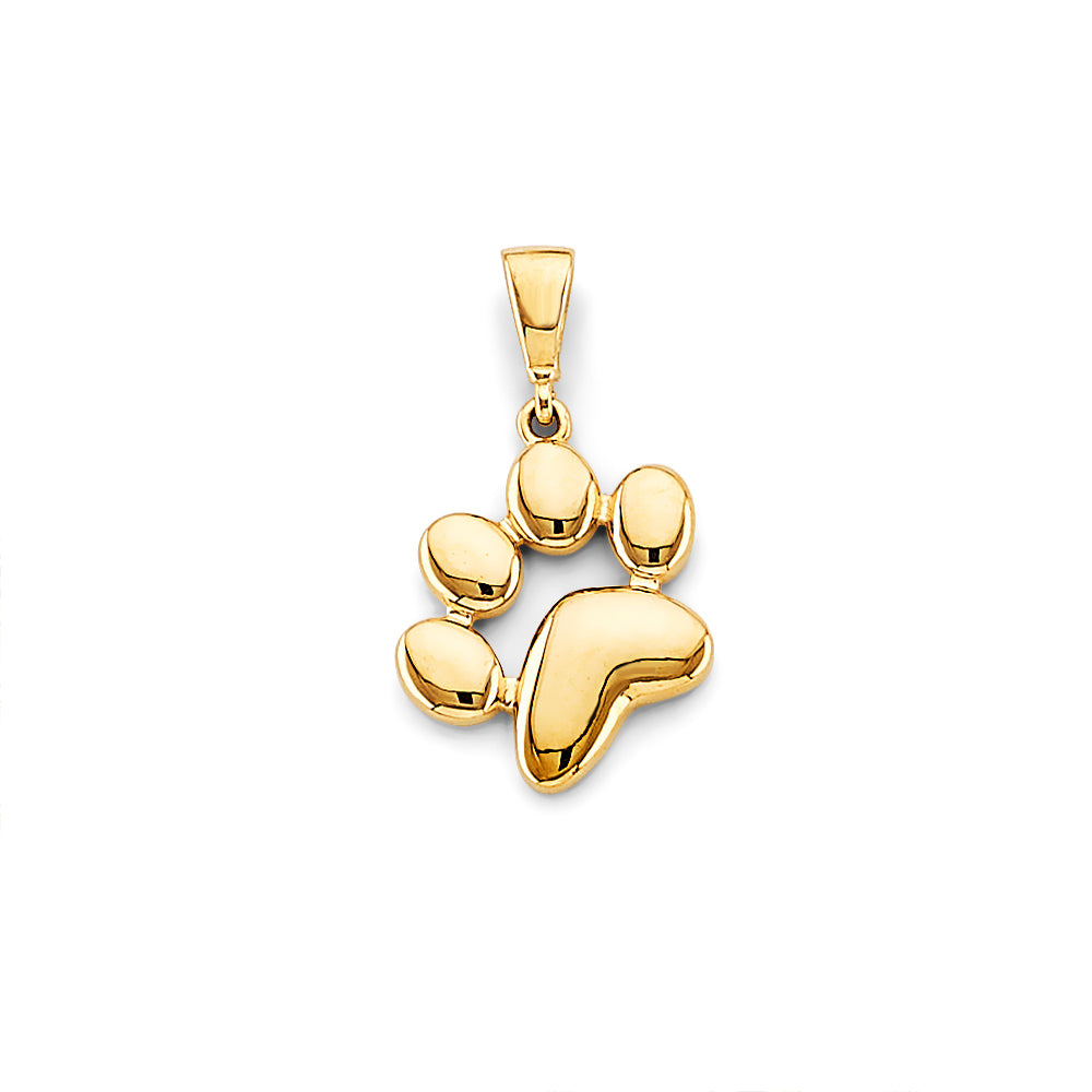 14K Yellow Gold Paw Print Charm