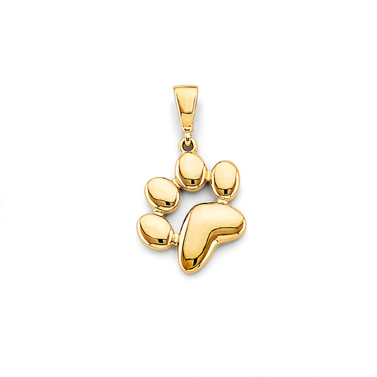 14K Yellow Gold Paw Print Charm