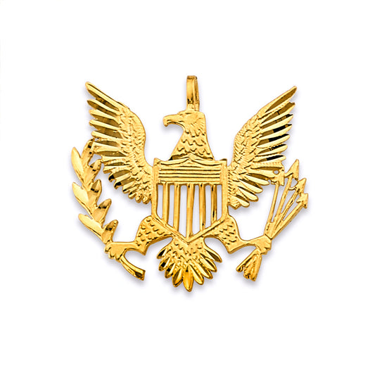 14K Yellow Gold United States Eagle Emblem Pendant