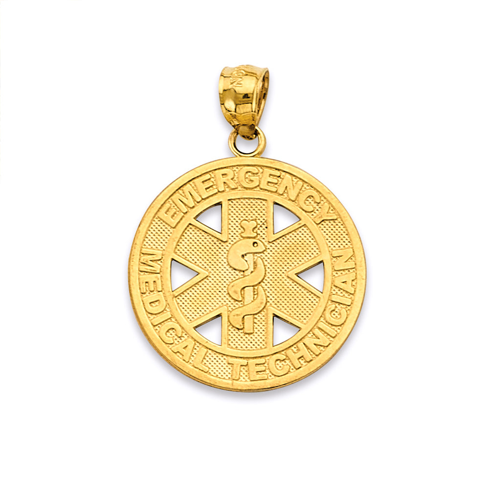14K Yellow Gold EMT Emergency Medical Technician Pendant