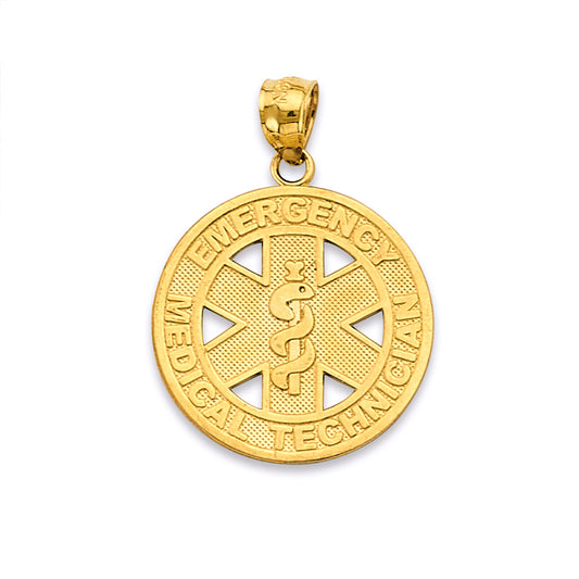14K Yellow Gold EMT Emergency Medical Technician Pendant