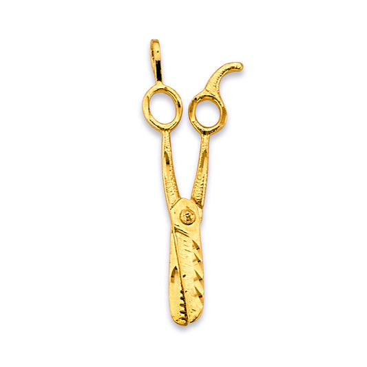 14K Yellow Gold Barber Scissors Pendant