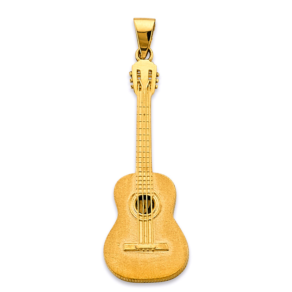 14K Yellow Gold Guitar Musical Instrument Pendant