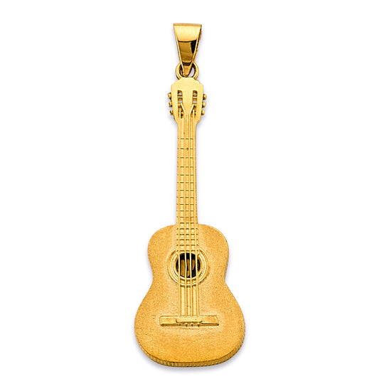 14K Yellow Gold Guitar Musical Instrument Pendant