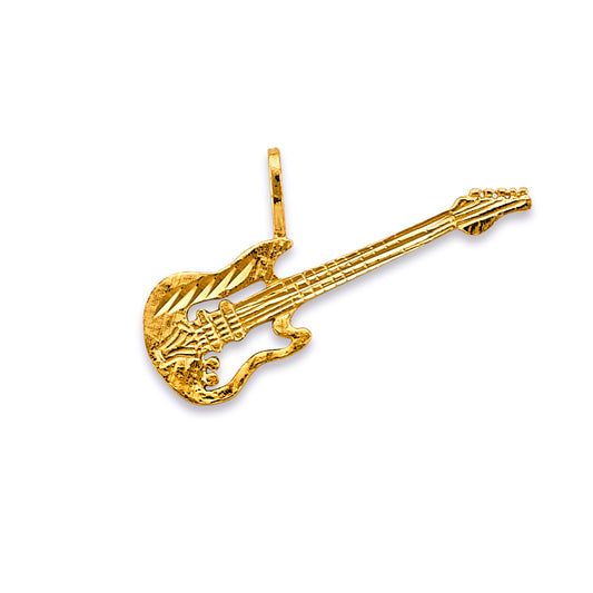 14K Yellow Gold Electric Guitar Musical Instrument Pendant