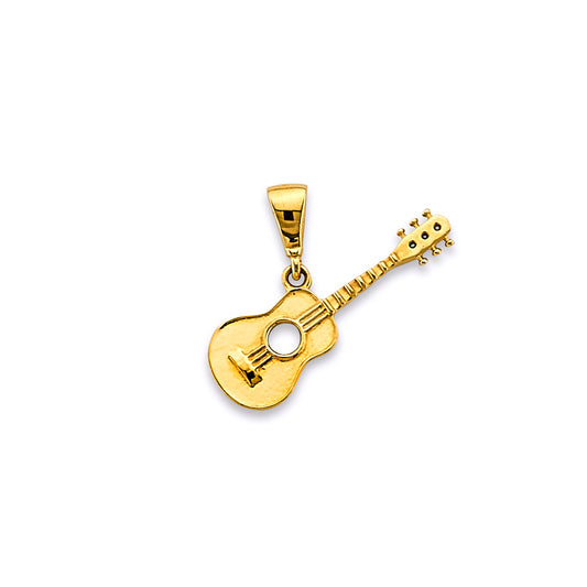 14K Yellow Gold Acoustic Guitar Musical Instrument Pendant