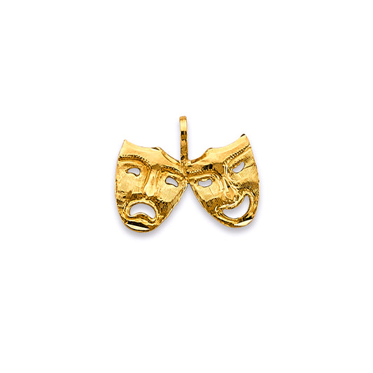 14K Yellow Gold Comedy & Tragedy Mask Design Pendant