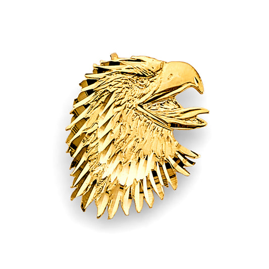 14K Yellow Gold Eagle Head Pendant 1" Tall