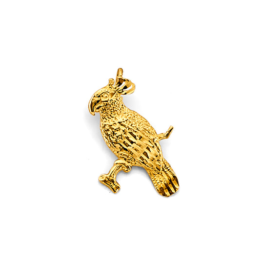 14K Yellow Gold Parrot Pendant 0.8" Tall