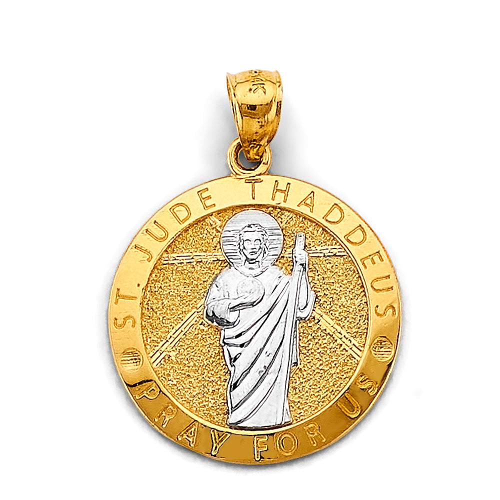 14K Two-Tone Gold St. Jude Thaddeus Medal – Pray for Us