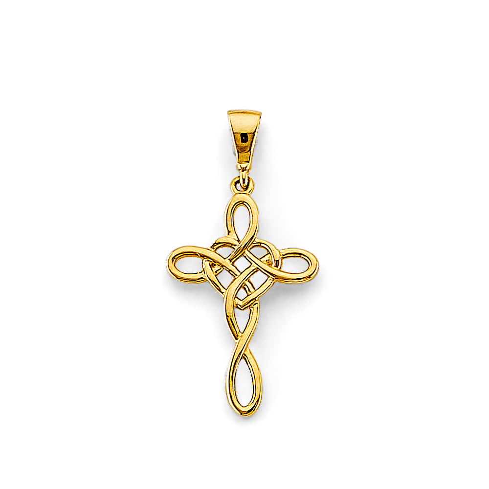 14K Yellow Gold Celtic Knot Cross Pendant aprox 1" tall