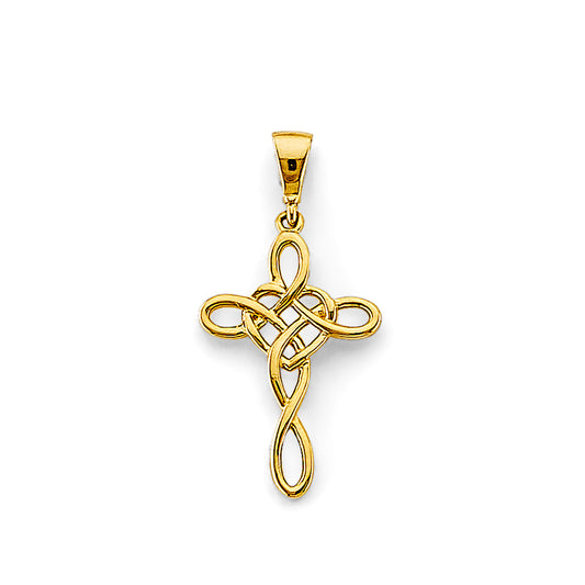 14K Yellow Gold Celtic Knot Cross Pendant aprox 1" tall